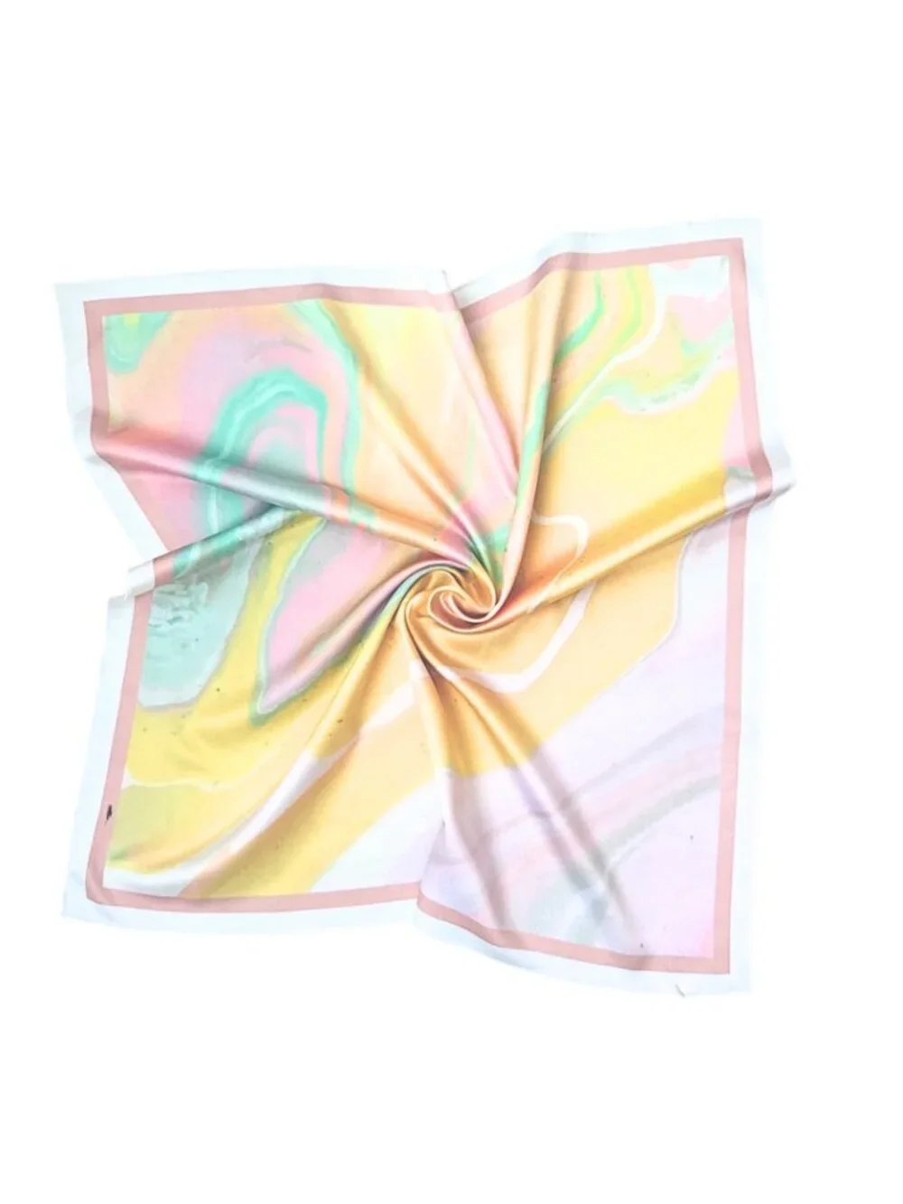 Yellow Sunset Marble Swirl Square Scarf 48x48cm | Custom Design Bandana NWOT